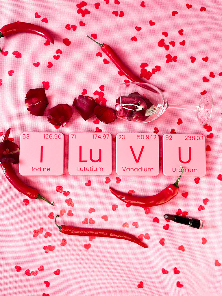 Tabliczki chemiczne I LUV U – dekoracje i podkładki 4 szt